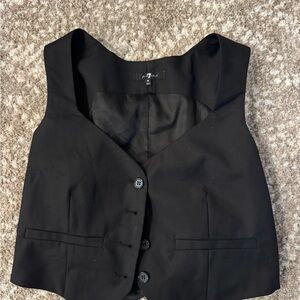 7 For All Mankind Black Sleeveless Vest Top